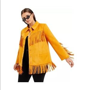 NWT Danielle Bernstein faux suede fringe jacket